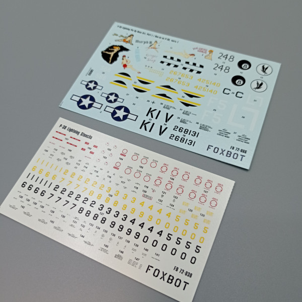 Decals Lockheed P-38 Lightning Pin-Up Nose Art and Stencils (Part I) 1/72 Foxbot 72-066