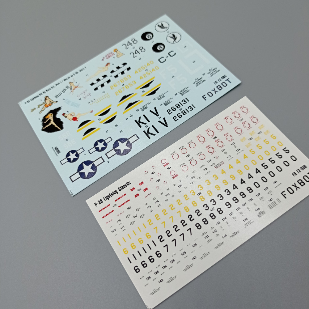 Decals Lockheed P-38 Lightning Pin-Up Nose Art and Stencils (Part I) 1/72 Foxbot 72-066