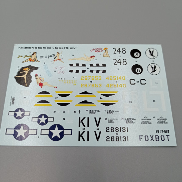 Decals Lockheed P-38 Lightning Pin-Up Nose Art and Stencils (Part I) 1/72 Foxbot 72-066