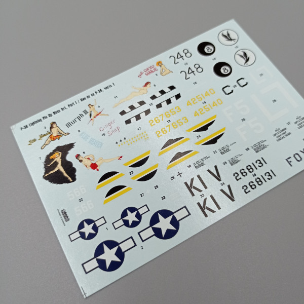 Decals Lockheed P-38 Lightning Pin-Up Nose Art and Stencils (Part I) 1/72 Foxbot 72-066