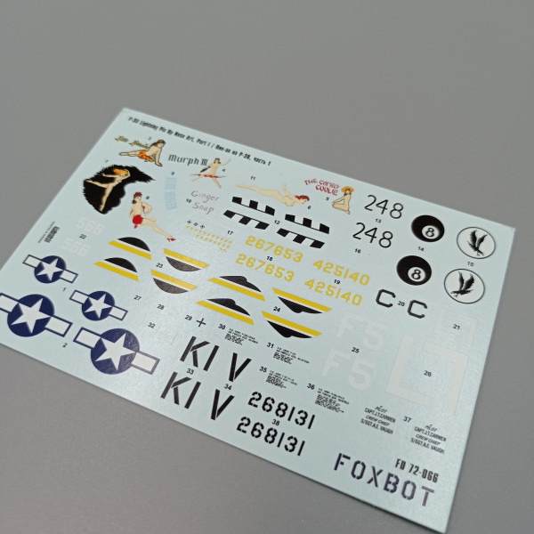 Decals Lockheed P-38 Lightning Pin-Up Nose Art and Stencils (Part I) 1/72 Foxbot 72-066