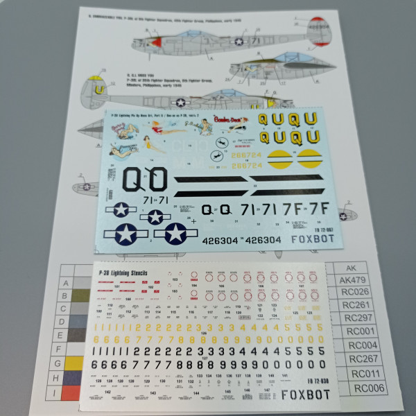 Decals Lockheed P-38 Lightning Pin-Up Nose Art and Stencils (Part 2) 1/72 Foxbot 72-067
