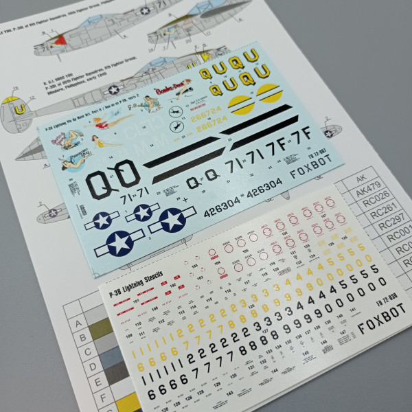 Decals Lockheed P-38 Lightning Pin-Up Nose Art and Stencils (Part 2) 1/72 Foxbot 72-067