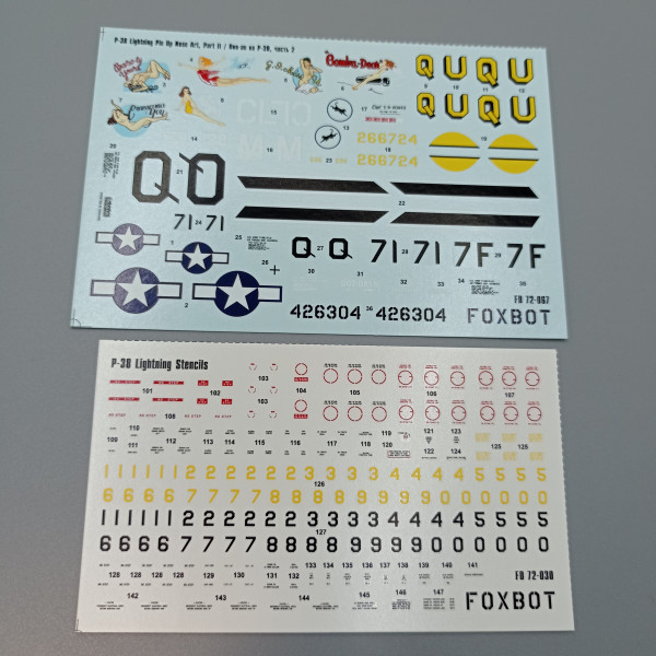 Decals Lockheed P-38 Lightning Pin-Up Nose Art and Stencils (Part 2) 1/72 Foxbot 72-067