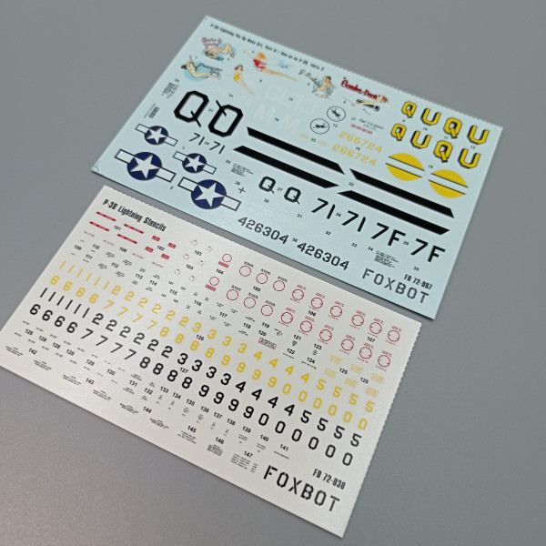 Decals Lockheed P-38 Lightning Pin-Up Nose Art and Stencils (Part 2) 1/72 Foxbot 72-067