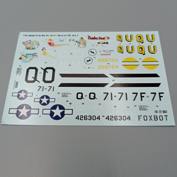 Decals Lockheed P-38 Lightning Pin-Up Nose Art and Stencils (Part 2) 1/72 Foxbot 72-067