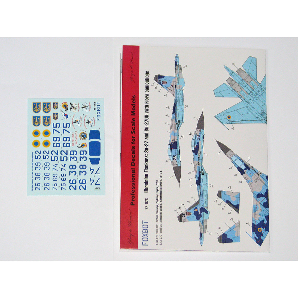 Decals Ukrainian Su-27 and Su-27UB with Flora camouflage  1/72 Foxbot 72-076