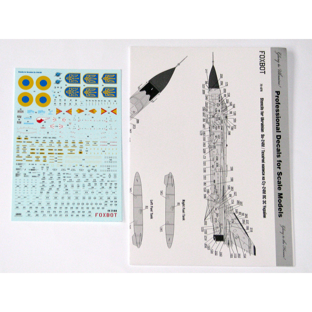 Decals Stencils for Sukhoi Su-24M, Ukrainian Air Force 1/72 Foxbot 72-078