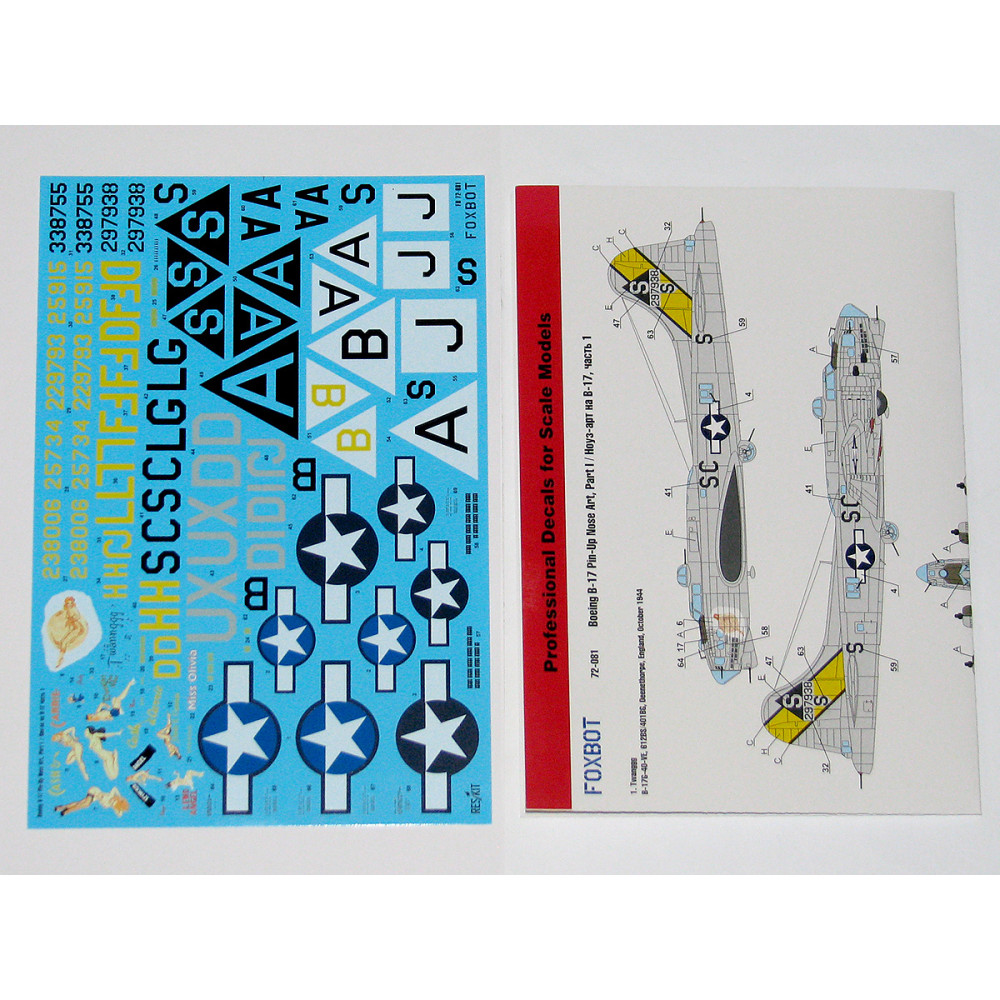 Decals Boeing B-17F/G Flying Fortress "Pin-Up Nose Art" Part # 1 1/72 Foxbot 72-081 Decals Boeing B-17F/G Flying Fortress "Pin-Up Nose Art" Part # 1 1/72 Foxbot 72-081