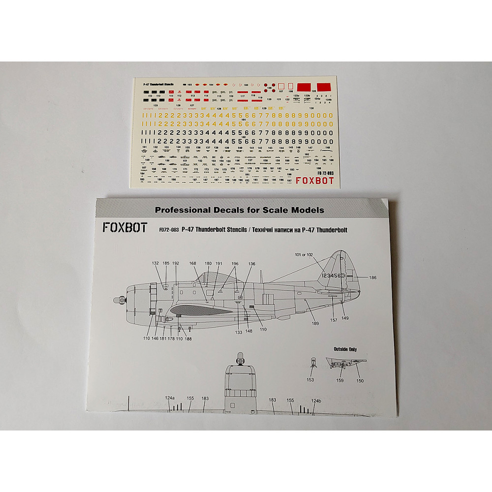 Декаль Republic P-47 Thunderbolt технічні написи 1/72 Foxbot 72-083