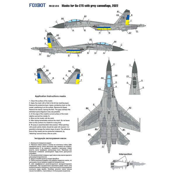 Masks Su-27S with Grey camouflage, Ukrainian Air Forces 1/32 Foxbot FM32-014