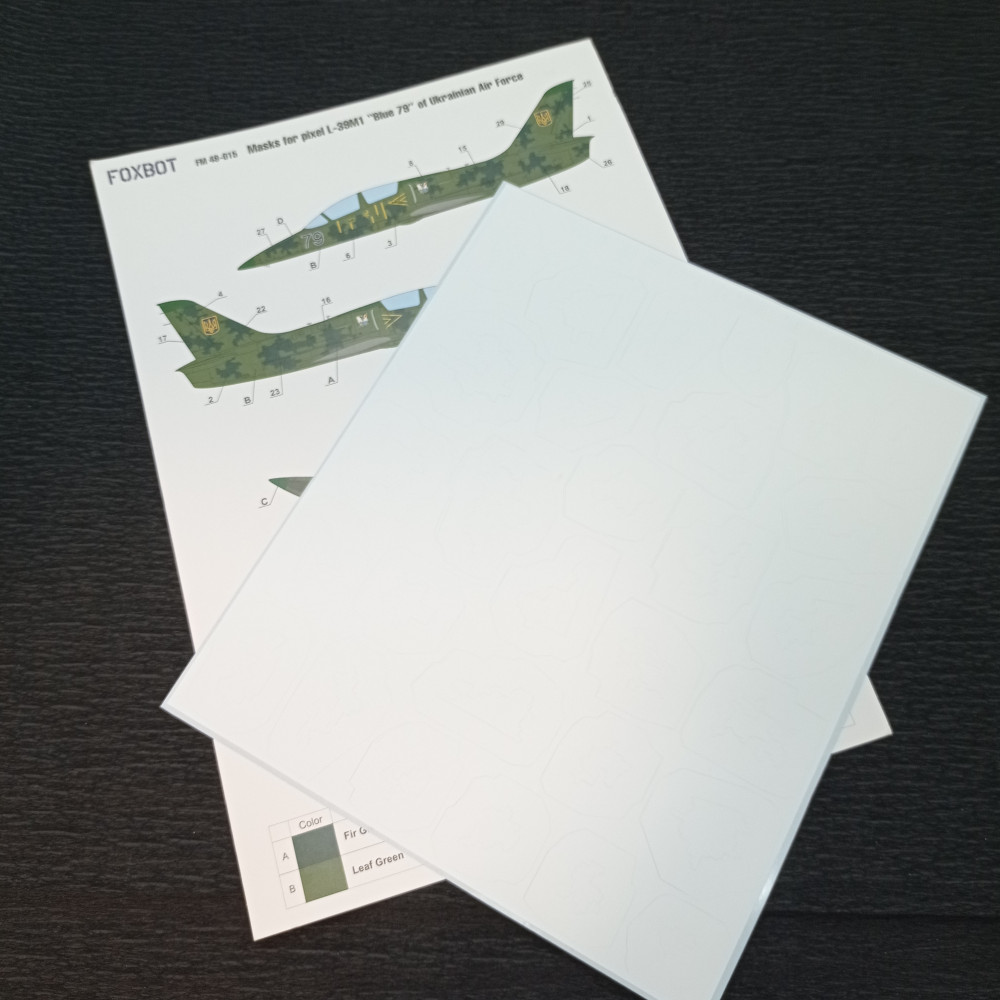 Masks for pixel L-39M1 “Blue 79” of Ukrainian Air Force 1/48 Foxbot FM48-015 Masks for pixel L-39M1 “Blue 79” of Ukrainian Air Force 1/48 Foxbot FM48-015