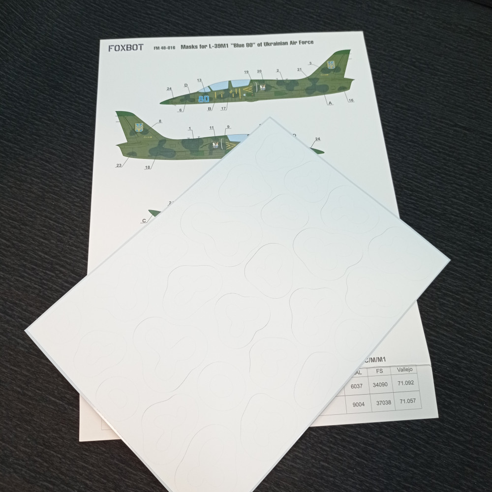 Masks for L-39M1 “Blue 80” of Ukrainian Air Force 1/48 Foxbot FM48-016 Masks for L-39M1 “Blue 80” of Ukrainian Air Force 1/48 Foxbot FM48-016