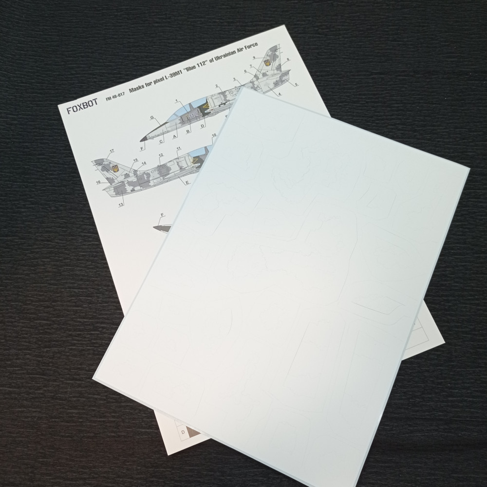 Masks for pixel L-39M1 “Blue 112” of Ukrainian Air Force 1/48 Foxbot FM48-017 Masks for pixel L-39M1 “Blue 112” of Ukrainian Air Force 1/48 Foxbot FM48-017