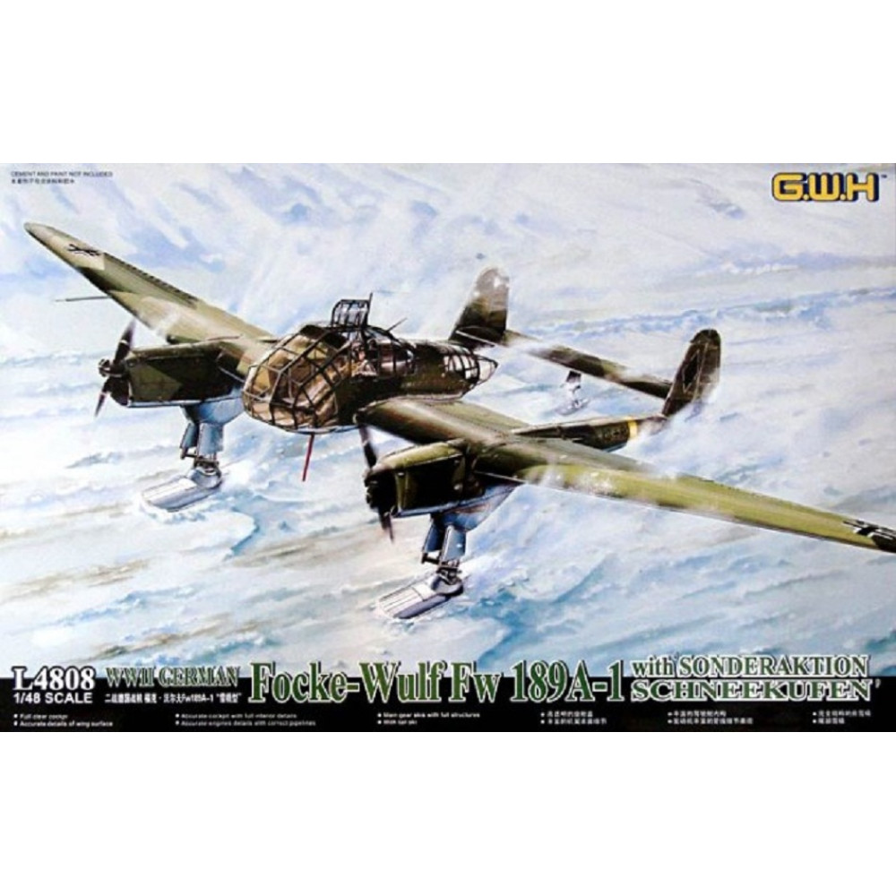 German Fw 189A-1 with sonderaktion schneekufen WWII  1/48 Great Wall Hobby GWH L4808