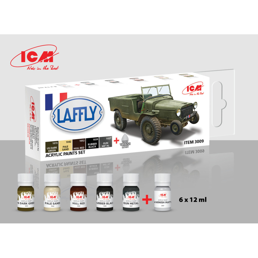 Paint set for Laffly V 15T (and other French equipment), 6 pcs. ICM 3009