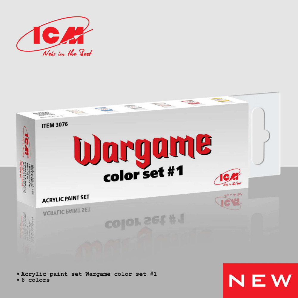 Acrylic paints set for Wargame #1  6 pcs. ICM 3076