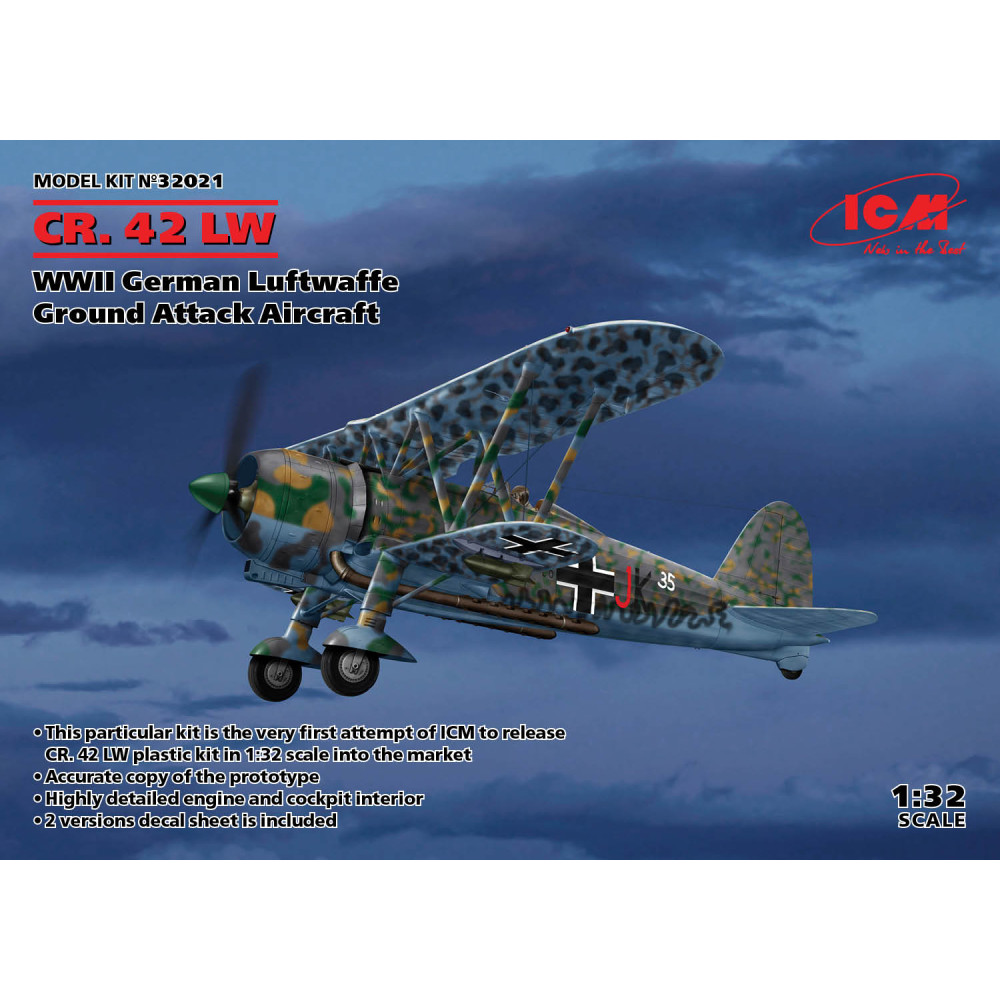 CR. 42 LW , WWII German Luftwaffe Ground Attack Aircraft 1/32 ICM 32021