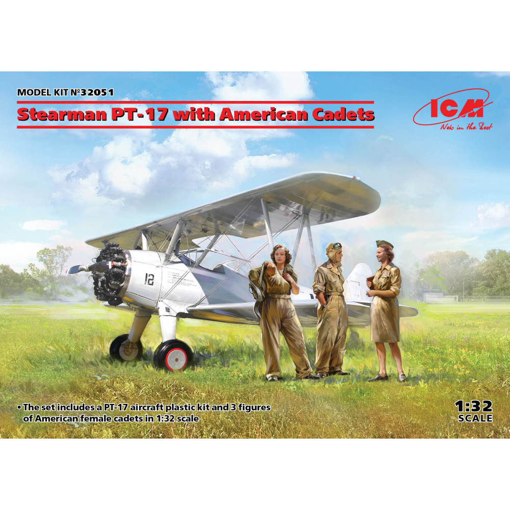 Літак Boeing-Stearman PT-17 з американськими кадетами 1/32 ICM 32051