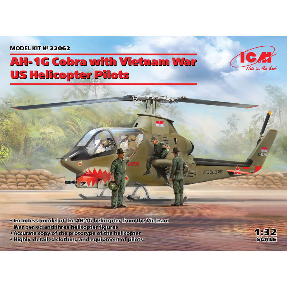 AH-1G Cobra with Vietnam War US Helicopter Pilots 1/32 ICM 32062