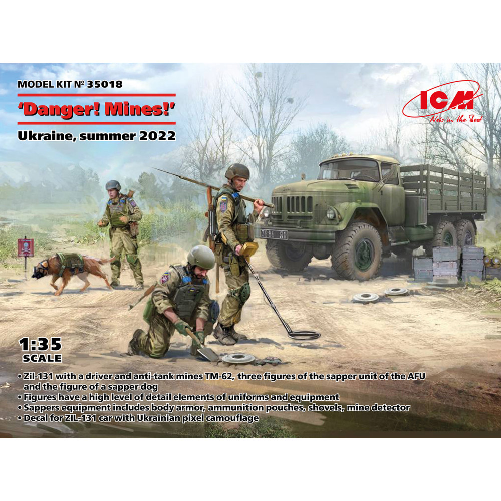 "Dangerously! Mines" Ukraine, summer 2022 (Zil-131 with sappers) 1/35 ICM 35018 