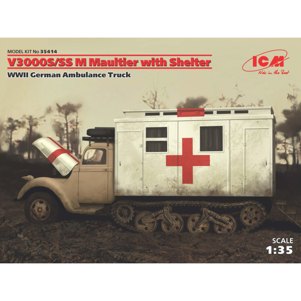 V3000S / SS M Maultier з санітарної будкою, Німецький санітарний автомобіль ІІ МВ 1/35 ICM 35414 V3000S / SS M Maultier з санітарної будкою, Німецький санітарний автомобіль ІІ МВ 1/35 ICM 35414