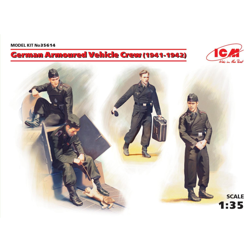 German Armoured Vehicle Crew (1941-1942) (4 figures and cat) 1/35 ICM 35614
