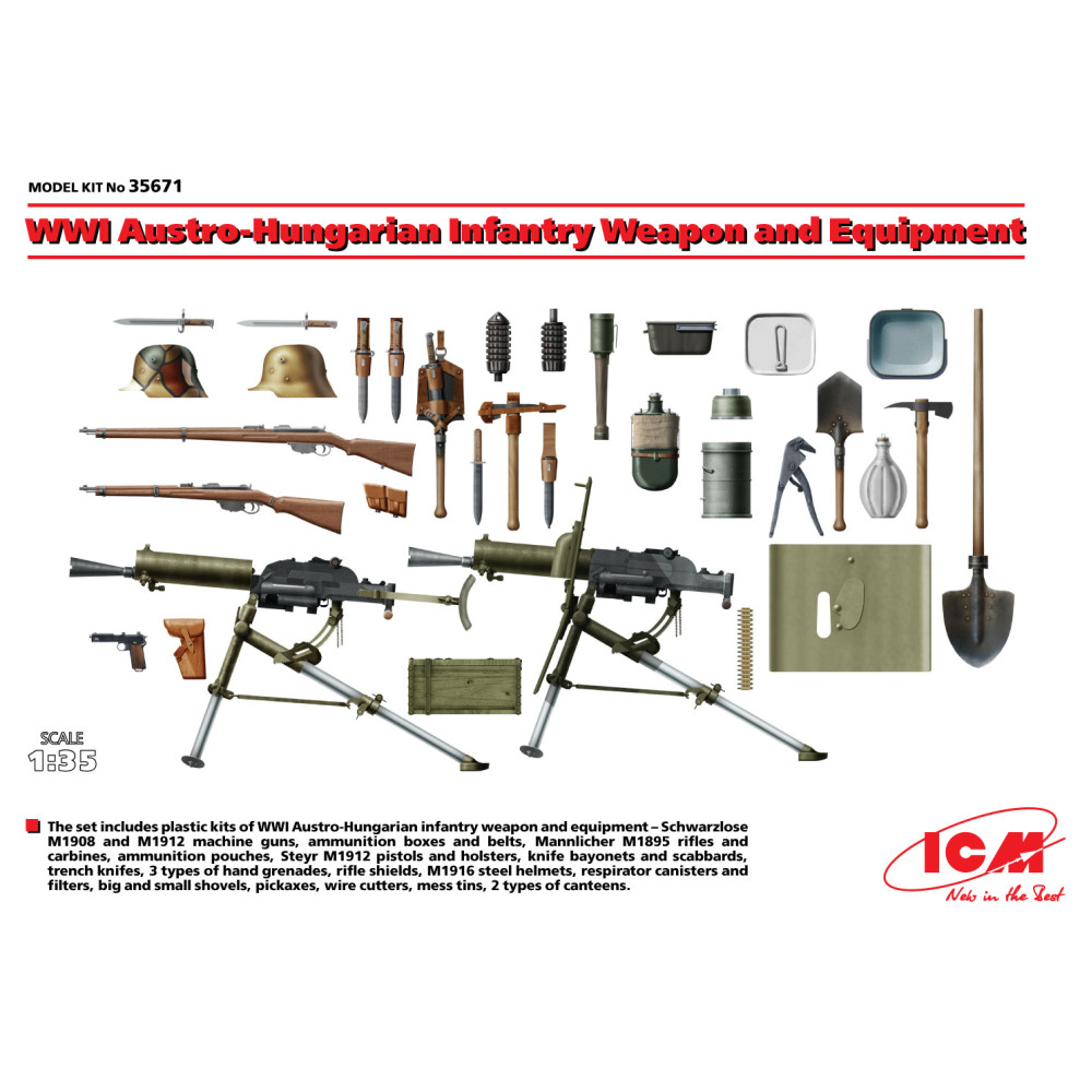 WWI Austro-Hungarian Infantry Weapon and Equipment 1/35 ICM 35671