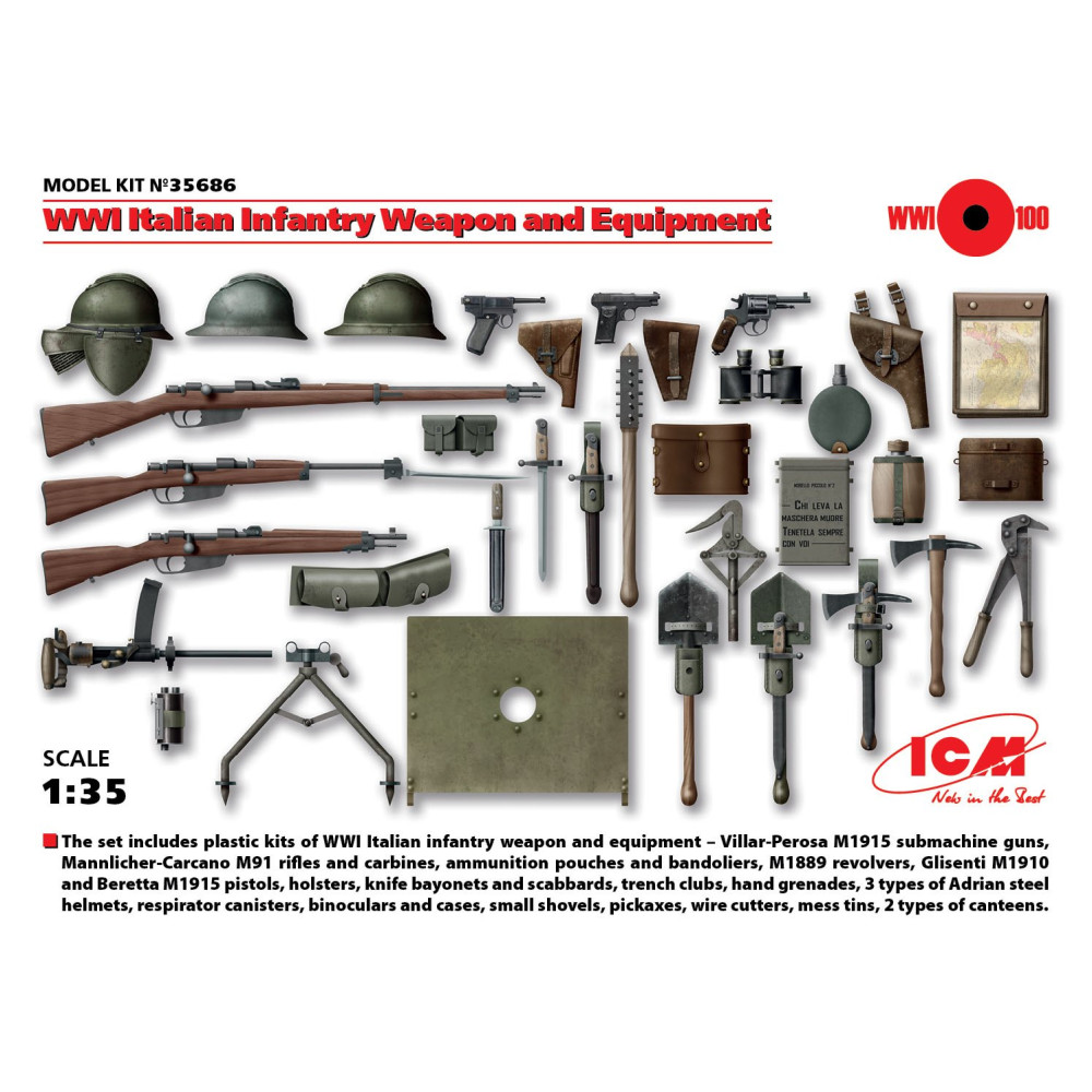 WWI Italian Infantry Weapon and Equipment 1/35 ICM 35686