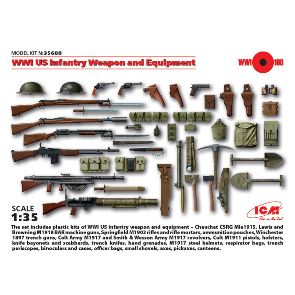 WWI US Infantry Weapon and Equipment 1/35 ICM 35688