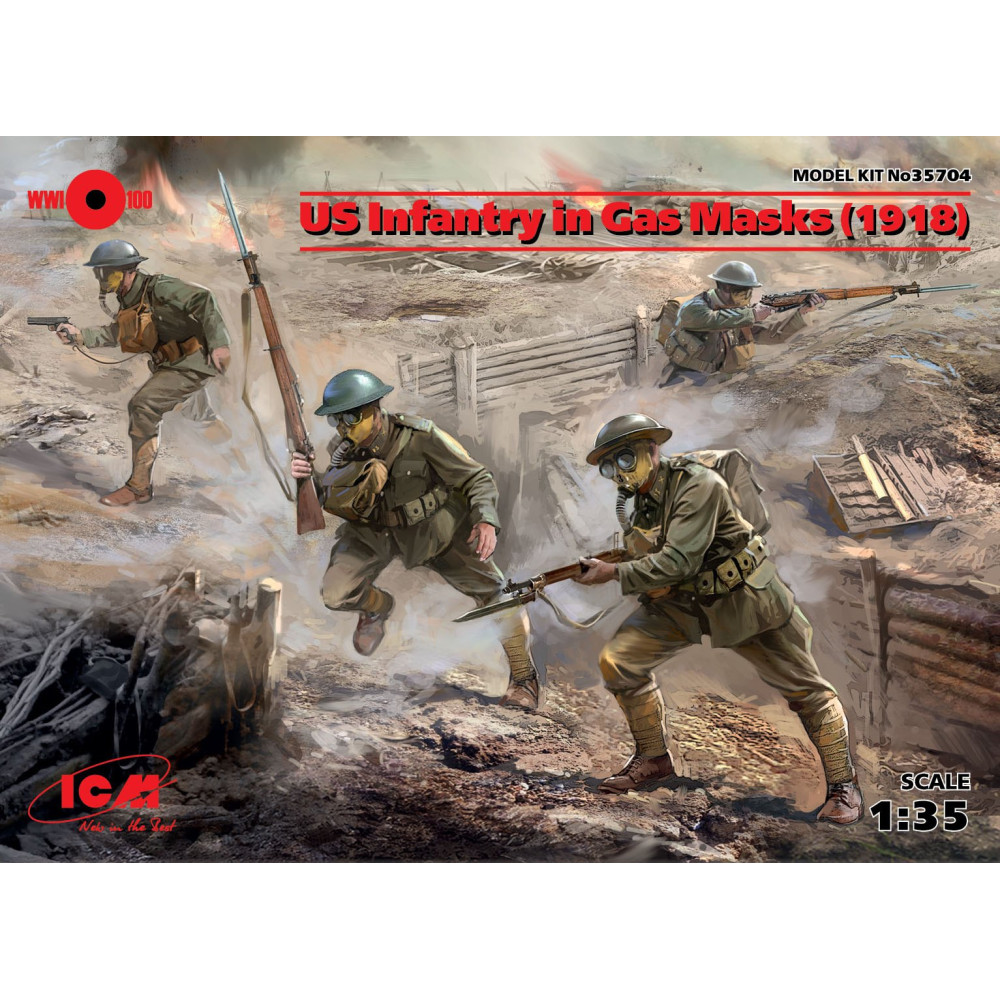 Піхота США в протигазах (1918 р) 1/35 ICM 35704