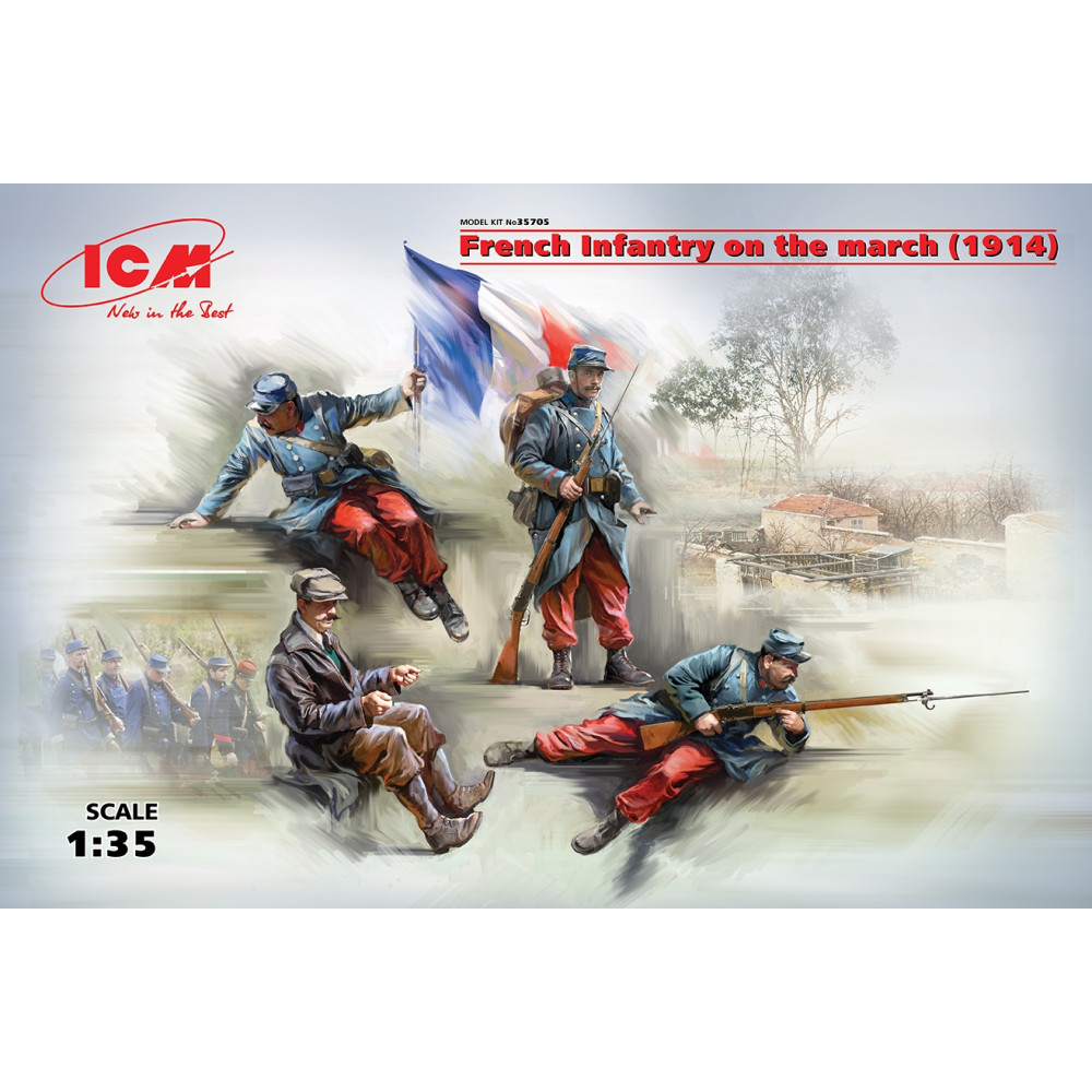 French Infantry on the march (1914) (4 figures)   1/35 ICM 35705