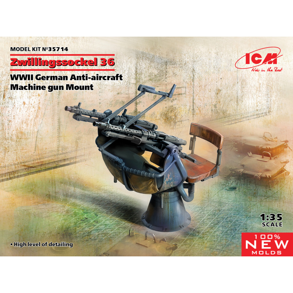 Zwillingssockel 36, WWII German Anti-aircraft Machine gun Mount 1/35 ICM 35714