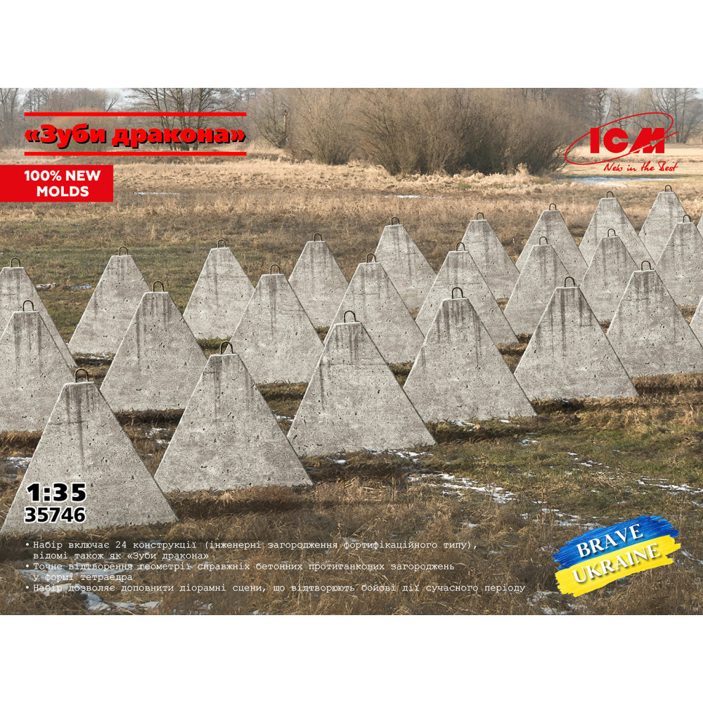 "Dragon's Teeth" - Concrete Anti-Tank Barriers 1/35 ICM 35746