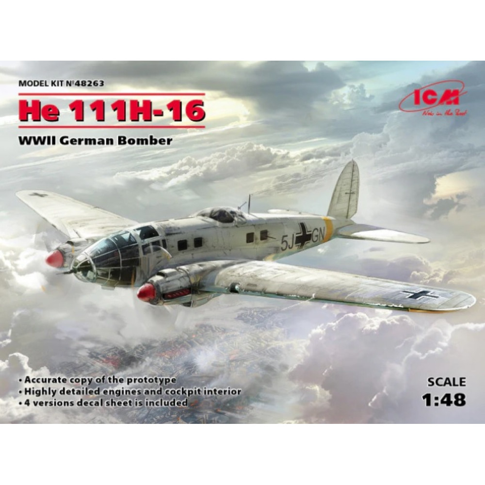 He 111 H-16, Німецький бомбардувальник ІІ МВ 1/48  ICM 48263