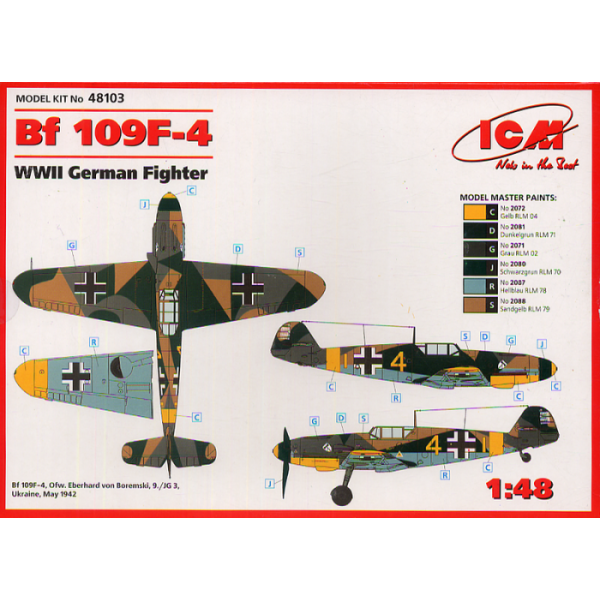 Bf 109F-4, німецький винищувач ІІ Світової війни 1/48  ICM 48103