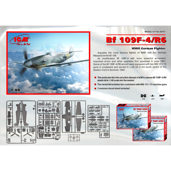 Bf 109F-4 / R6, німецький літак розвідник II Світ. війни 1/48  ICM 48107