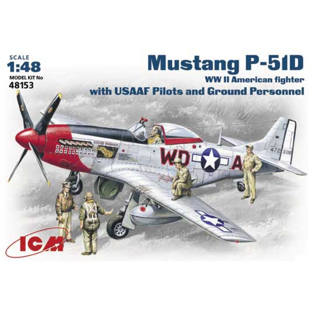  Mustang P-51D with USAAF Pilots and Ground Personnel 1/48 ICM 48153