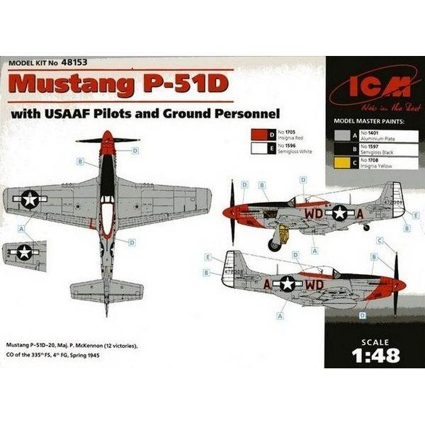  Mustang P-51D with USAAF Pilots and Ground Personnel 1/48 ICM 48153