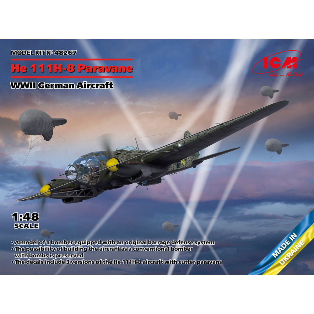 He 111H-8 Paravane Німецький літак WWII  1/48 ICM 48267