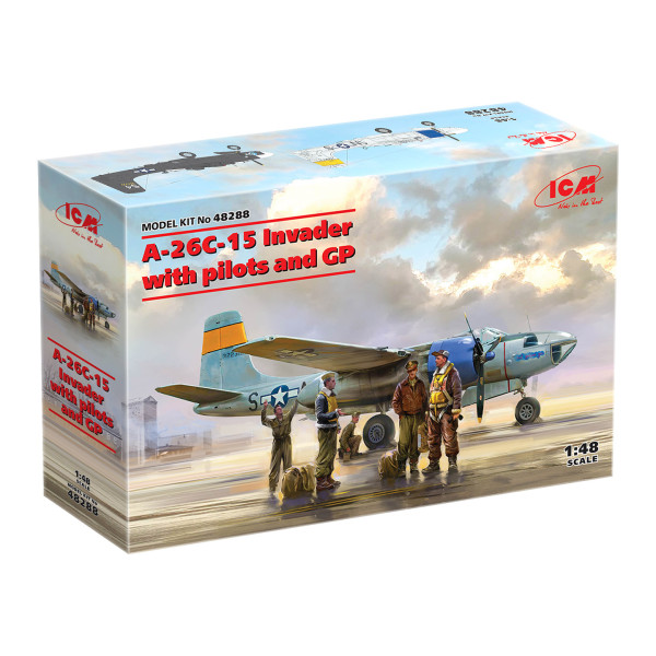 Бомбардувальник A-26C-15 Invader з пілотами та наземним персоналом 1/48 ICM 48288