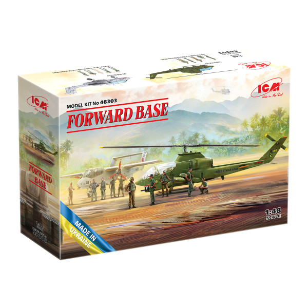 "FORWARD BASE" Cobra AH-1G + Bronco OV-10A with pilots and ground personnel 1/48 ICM 48303