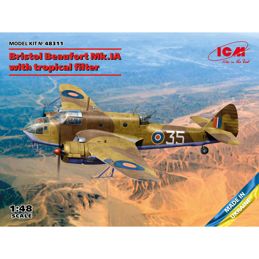 Bristol Beaufort Mk.IA with tropical filters  WWII British torpedo bomber 1/48 ICM 48311