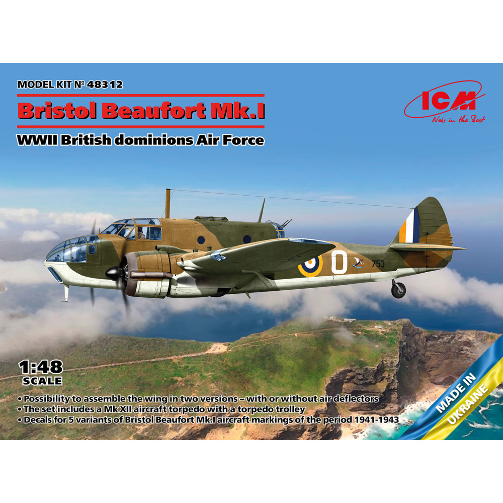 Bristol Beaufort Mk.I WWII British dominions Air Force 1/48 ICM 48312
