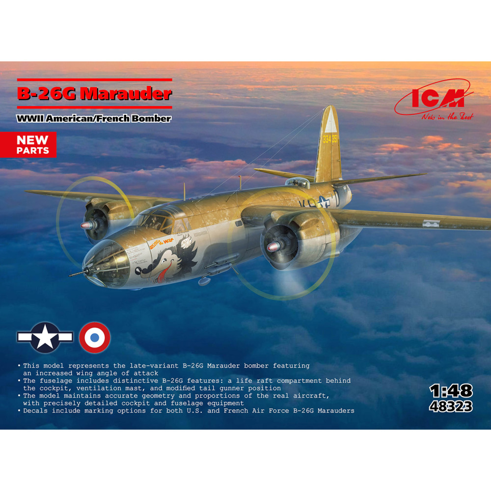 Американський/Французський бомбардувальник B-26G Marauder 1/48 ICM 48323