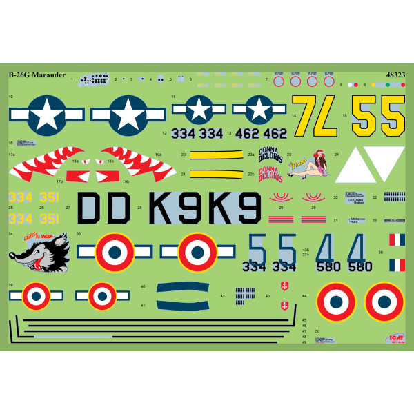 Американський/Французський бомбардувальник B-26G Marauder 1/48 ICM 48323