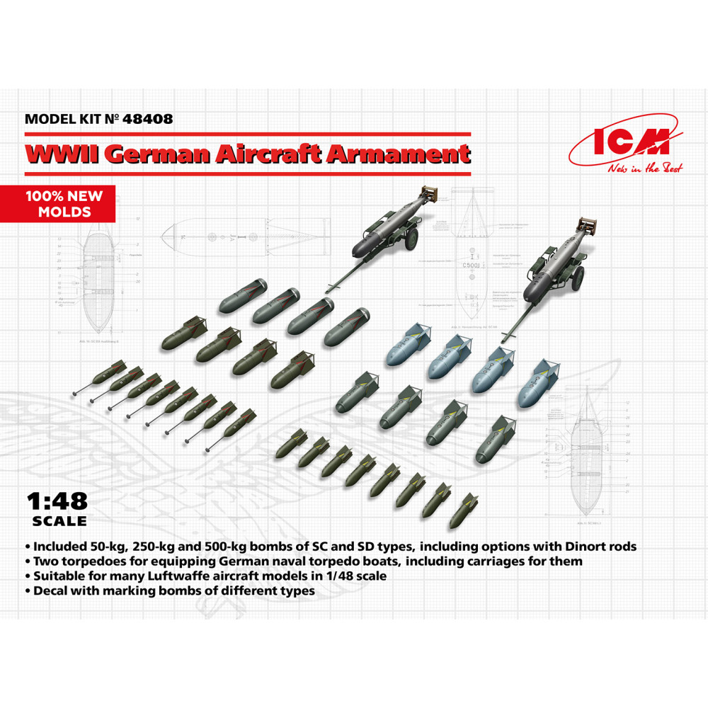 Німецьке авіаційне озброєння  WWII  1/48 ICM 48408