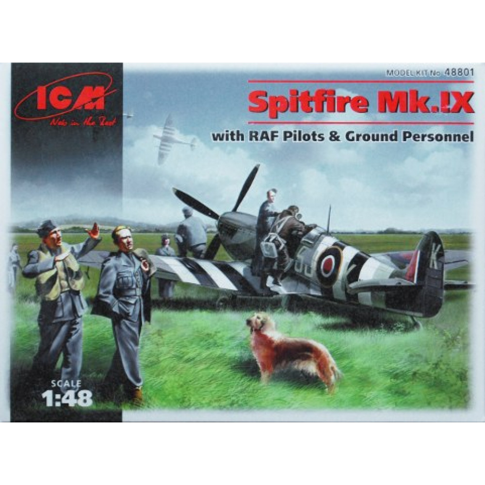 Спітфайр Mk.IX, рад. винищувач. II М.В.с пілотами і техніками 1/48  ICM 48801