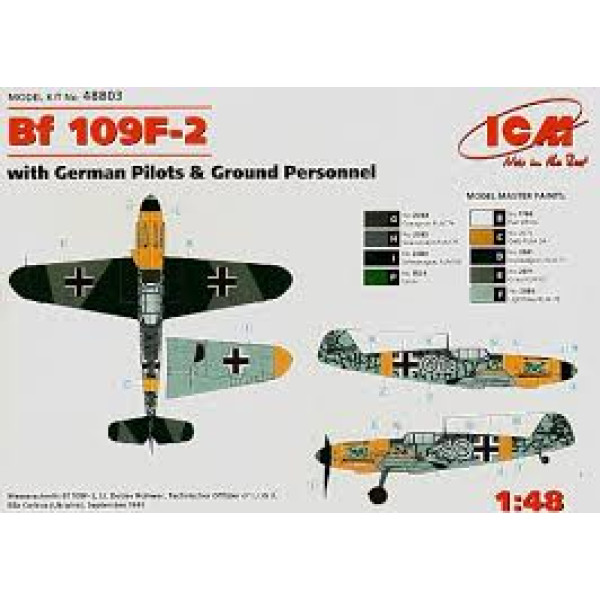 German IIWW Fighter Messerschmitt Bf 109 F-2 with German Pilots 1/48 ICM 48803