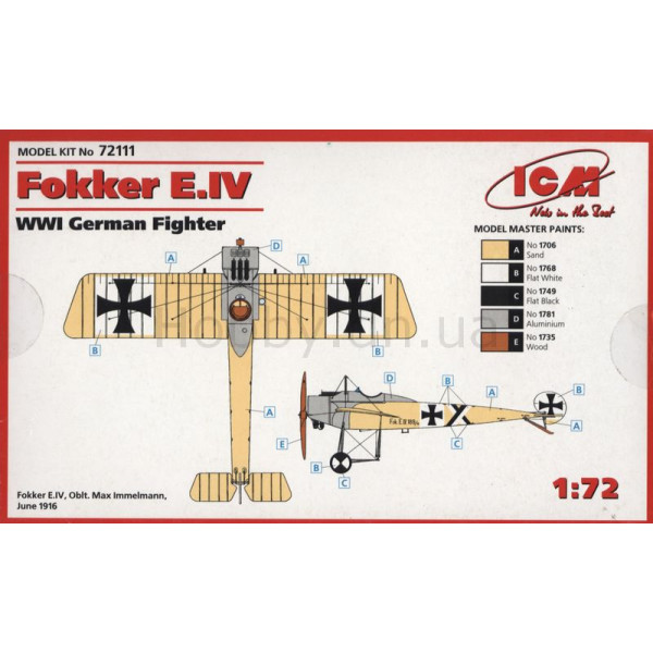 Фokkeр E.IV, німецький винищувач І Світової війни  1/72 ICM 72111